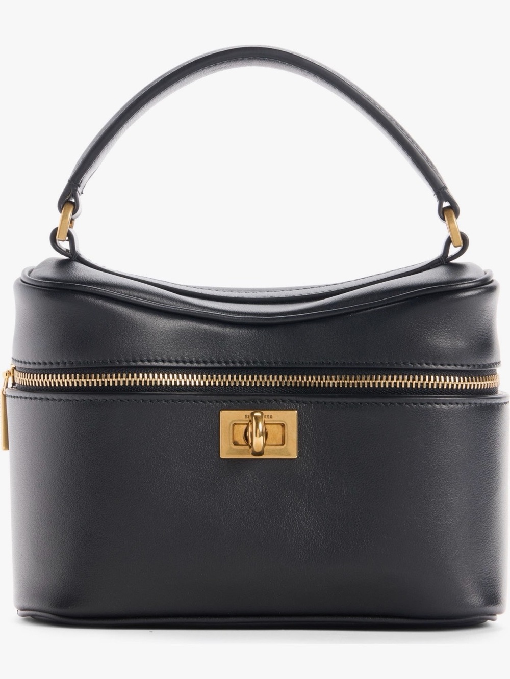 Balenciaga Rodeo Black Leather Vanity Shoulder Bag with Gold Hardware